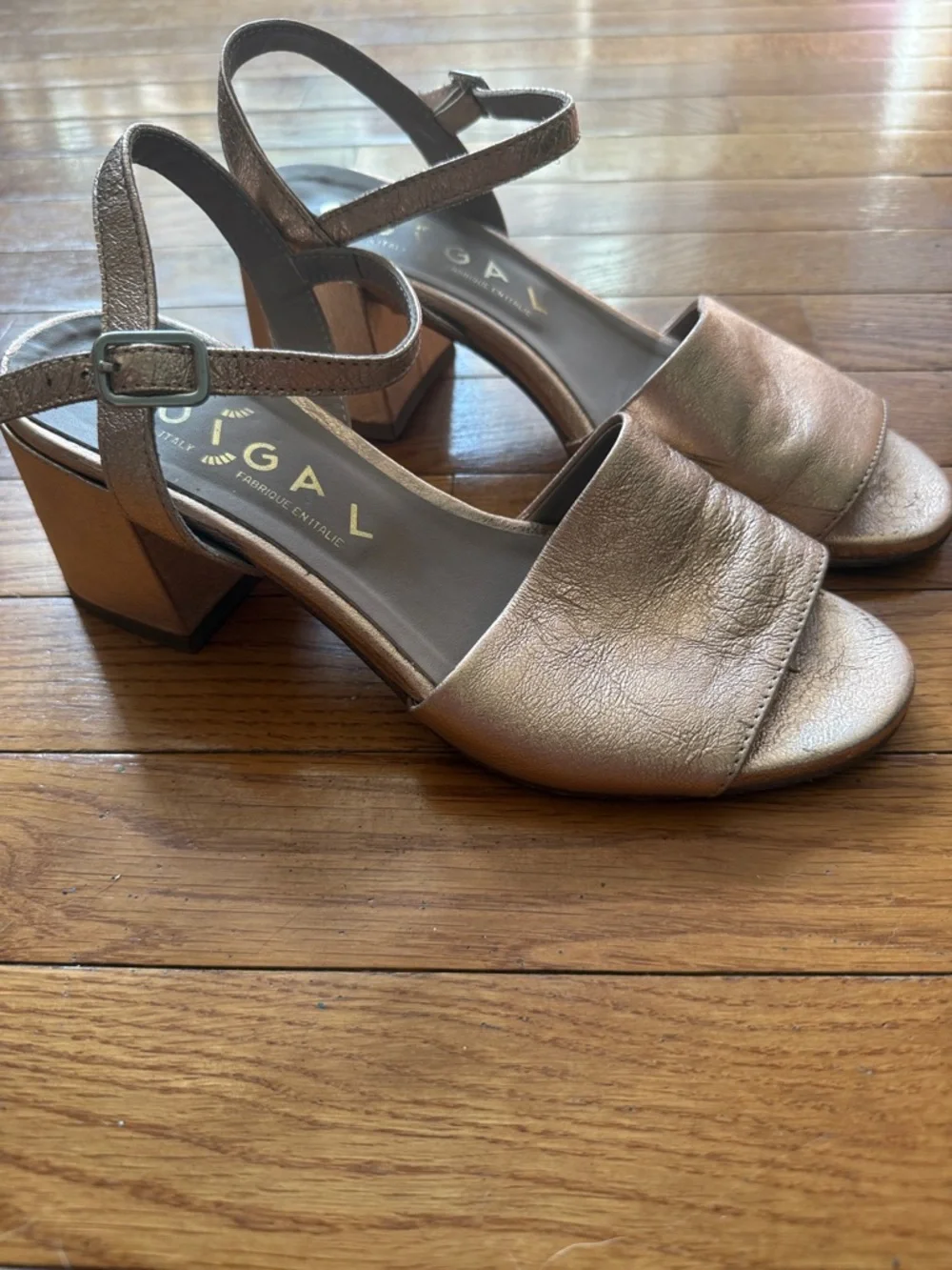 Ouigal Italian Pink Sparkly Block Heel Sandals - Women